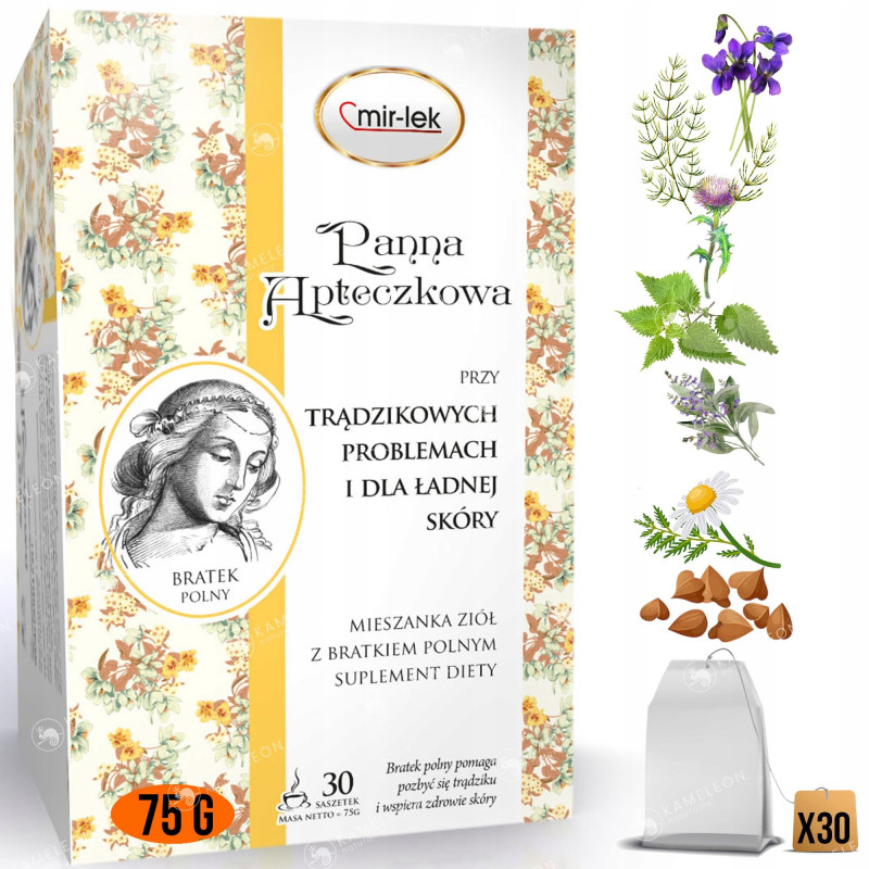 MIR-LEK PANNA APTECZKOWA wsparcie ZDROWA SKÓRA TRĄDZIK ŁADNA SKÓRA 30szt 75G