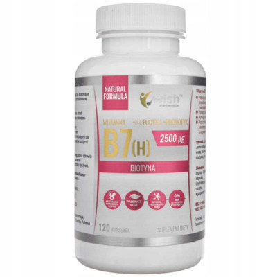 WITAMINA B7 2500mikrogram (H) BIOTYNA 120kaps WISH wsparcie SKÓRA WŁOSY PAZNOKCIE