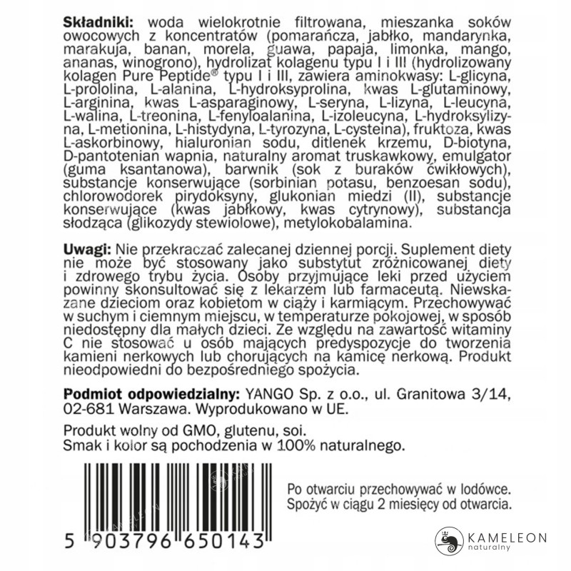Yango KOLAGEN PREMIUM 10000mg SKÓRA KOŚCI CELLULIT +Kwas hialuronowy +Krzem