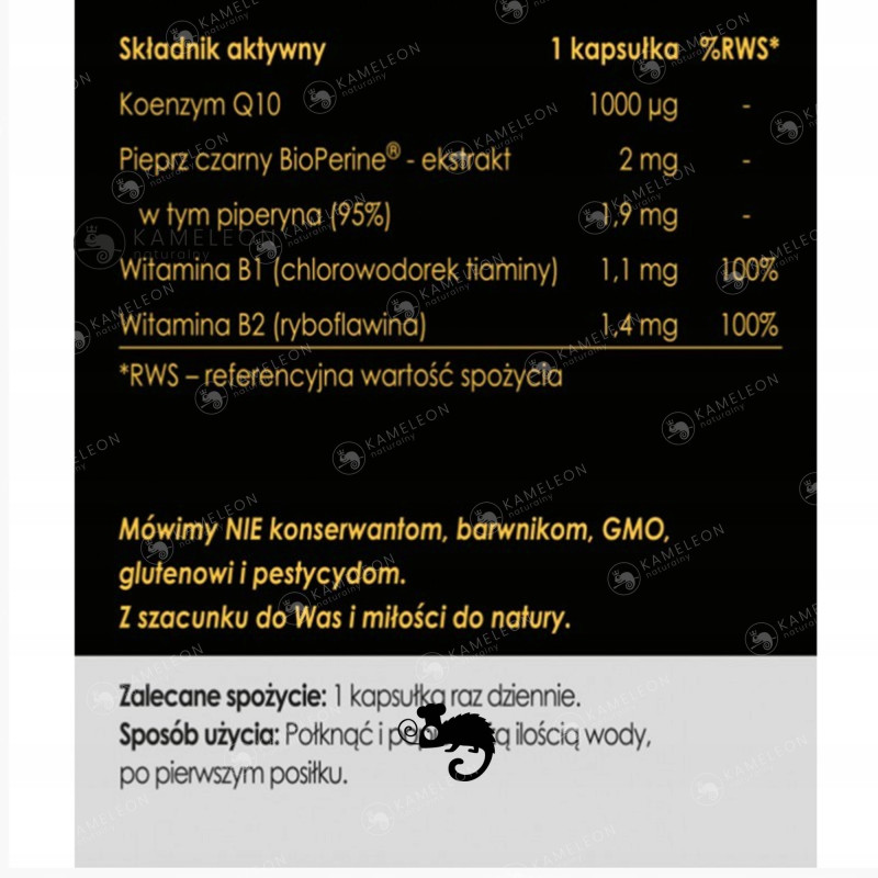 YANGO Panaseus KOENZYM Q10 MŁODOŚĆ + PIPERYNA + WITAMINA B1 B2 50kaps