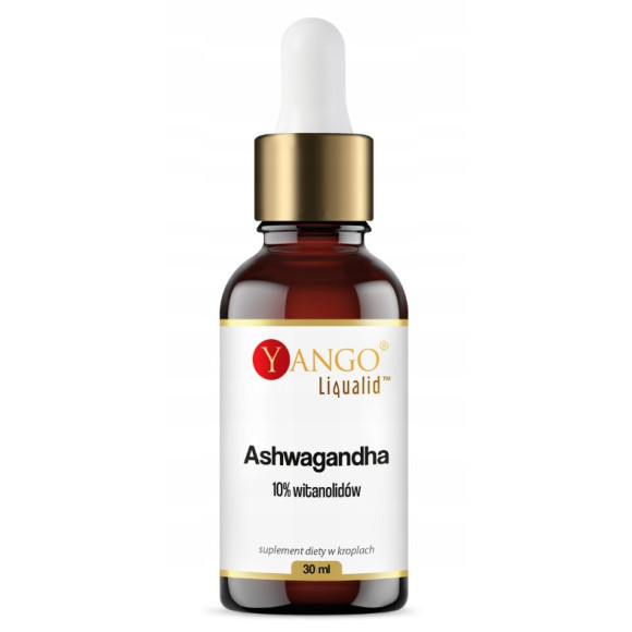ASHWAGANDHA 10% witanolidów 30ml KROPLE Yango STRES NAPIĘCIE BEZSENNOŚĆ ASHWAGANDHA 10% witanolidów 30ml KROPLE Yango STRES NAPIĘCIE BEZSENNOŚĆ