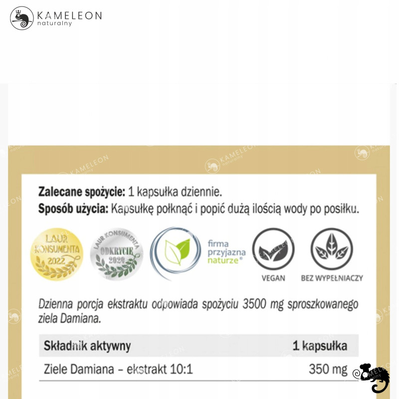 Yango ZIELE DAMIANA 440mg wsparcie: POTENCJA SAMOPOCZUCIE STRES 90kaps