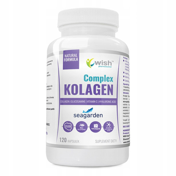KOLAGEN COMPLEX + GLUKOZAMINA + WITAMINA C + KWAS HIALURONOWY 120 kaps WISH KOLAGEN COMPLEX + GLUKOZAMINA + WITAMINA C + KWAS HIALURONOWY 120 kaps WISH
