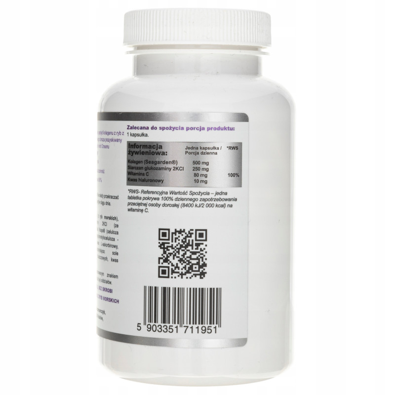 KOLAGEN COMPLEX + GLUKOZAMINA + WITAMINA C + KWAS HIALURONOWY 120 kaps WISH