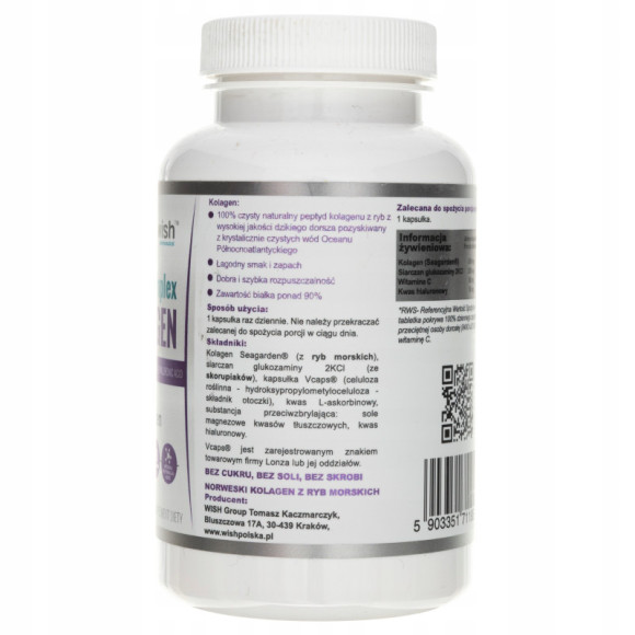 KOLAGEN COMPLEX + GLUKOZAMINA + WITAMINA C + KWAS HIALURONOWY 120 kaps WISH KOLAGEN COMPLEX + GLUKOZAMINA + WITAMINA C + KWAS HIALURONOWY 120 kaps WISH