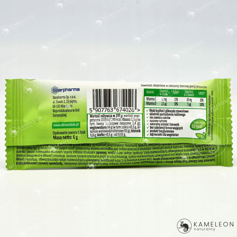 LIZAK CYTRYNOWY cytryna WITAMINA C D eko BEZ CUKRU 20 szt. MINAM Starpharma