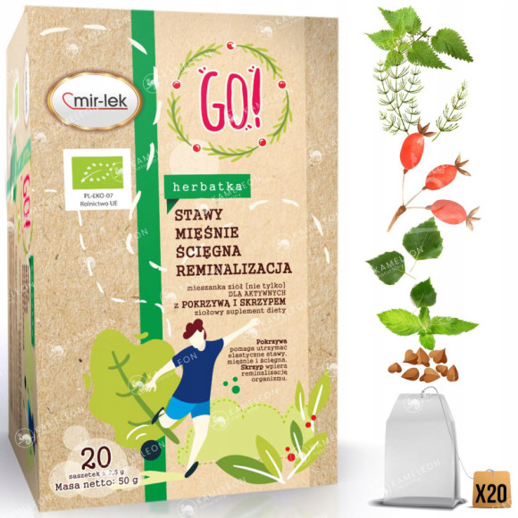 MIR-LEK herbatka eko GO! STAWY MIĘŚNIE ŚCIĘGNA REMINALIZACJA 20sasz 50G MIR-LEK herbatka eko GO! STAWY MIĘŚNIE ŚCIĘGNA REMINALIZACJA 20sasz 50G