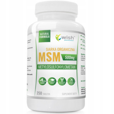 MSM 500mg SIARKA ORGANICZNA Wish na STAWY 250tbl.
