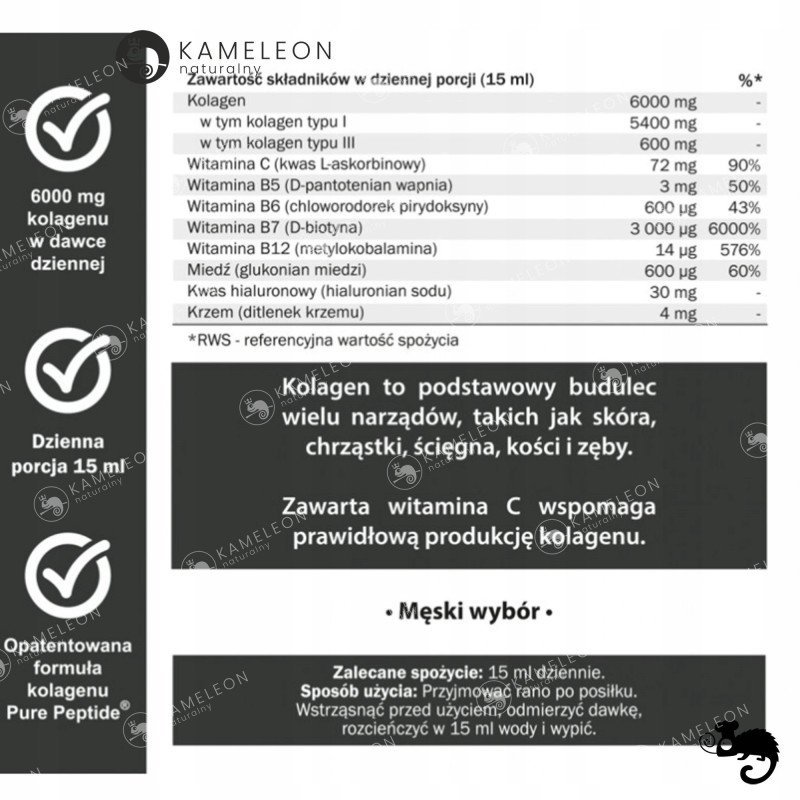 Yango KOLAGEN DLA MĘŻCZYZN 500ml W PŁYNIE wsparcie: STAWY MIĘŚNIE KOŚCI