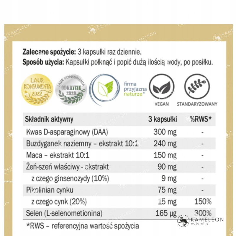 Yango TESTOGAINER TESTO GAINER wsparcie: PRAWIDŁOWY TESTOSTERON 90kaps