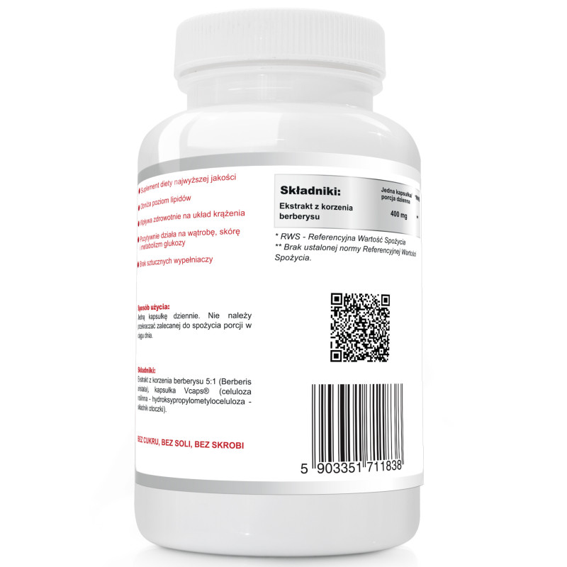 BERBERYS EKSTRAKT 5:1 z korzenia 400mg WISH 60 kaps wsparcie POZIOM CUKRU