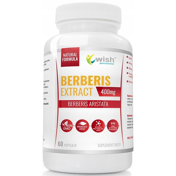 BERBERYS EKSTRAKT 5:1 z korzenia 400mg WISH 60 kaps wsparcie POZIOM CUKRU