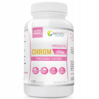 CHROM 200mcg + PREBIOTYK 120kps Wish wsparcie PRAWIDŁOWY CUKIER CHOLESTEROL