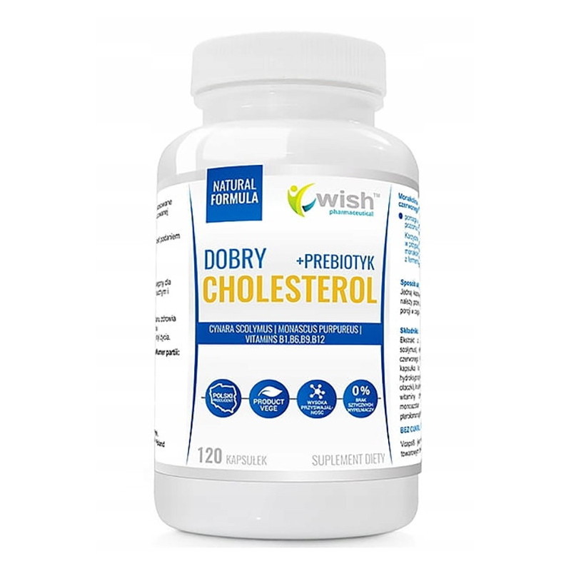 DOBRY CHOLESTEROL Karczoch Monakolina K Wit. B1 B6 + PREBIOTYK 120kaps Wish