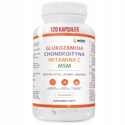 GLUKOZAMINA CHONDROITYNA WITAMINA C MSM 120kaps WISH wsparcie KOŚCI STAWY