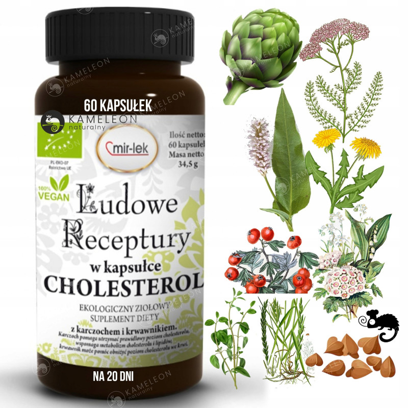 MIR-LEK LUDOWE RECEPTURY W KAPSUŁCE CHOLESTEROL Karczoch Mniszek 60kaps