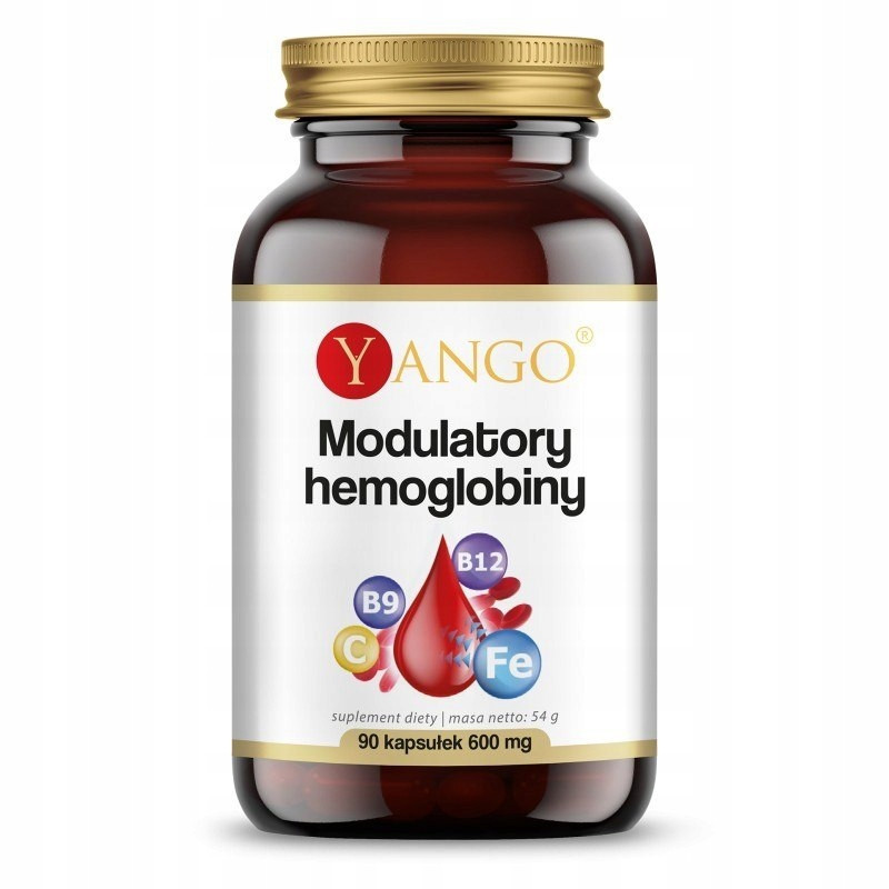 MODULATORY HEMOGLOBINY Żelazo Witamina C B12 Kwas Foliowy 90 kapsułek YANGO