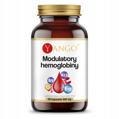 MODULATORY HEMOGLOBINY Żelazo Witamina C B12 Kwas Foliowy 90 kapsułek YANGO