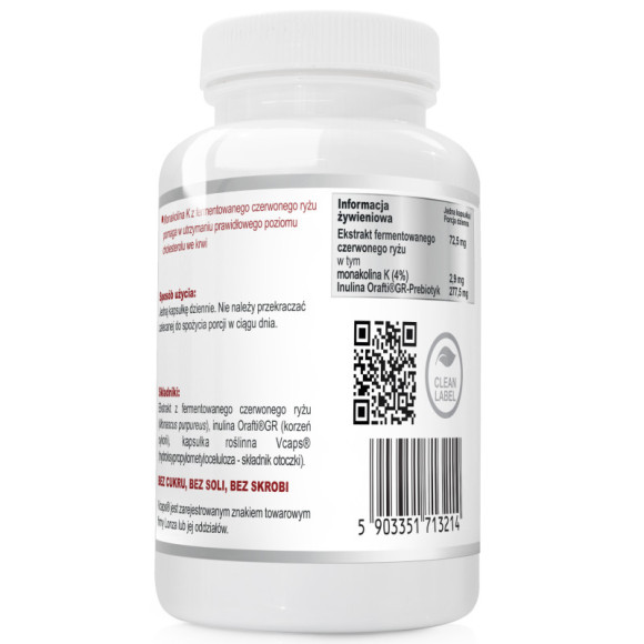 MONAKOLINA K Ryż czerwony + PREBIOTYK 60kaps WISH wsparcie CHOLESTEROL SERCE