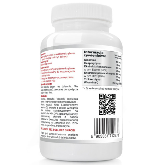 NA KRĄŻENIE Complex DIOSMINA OPC ESCYNA 20% HESPERYDYNA WIT.C WISH 60kaps