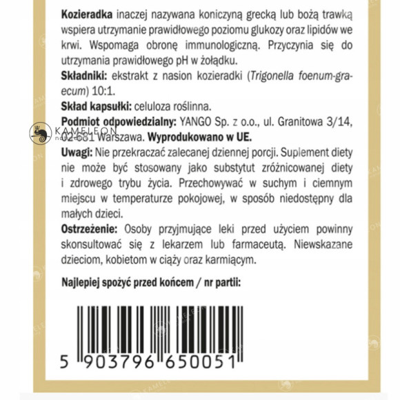 Yango KOZIERADKA 480mg wsparcie: TRAWIENIE CHOLESTEROL CUKRZYCA 90 kaps Yango KOZIERADKA 480mg wsparcie: TRAWIENIE CHOLESTEROL CUKRZYCA 90 kaps