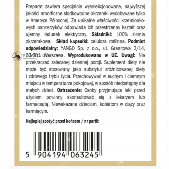 Yango DIATOMIT OKRZEMKI NATURALNE krzem wsparcie: OCZYSZCZANIE DETOKSYKACJA Yango DIATOMIT OKRZEMKI NATURALNE krzem wsparcie: OCZYSZCZANIE DETOKSYKACJA