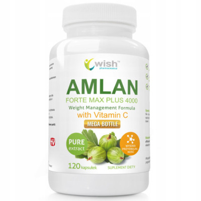 AMLAN AMLA FORTE MAX PLUS 4000mg + WIT. C WISH 120kaps wsparcie TRAWIENIE