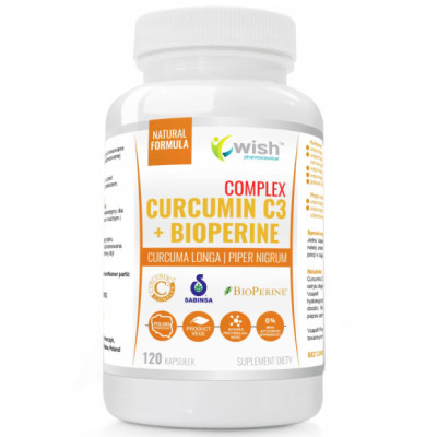 KURKUMINA Curcumin C3 + PIPERYNA 120kps KURKUMA PIEPRZ CZARNY ekstrakt WISH