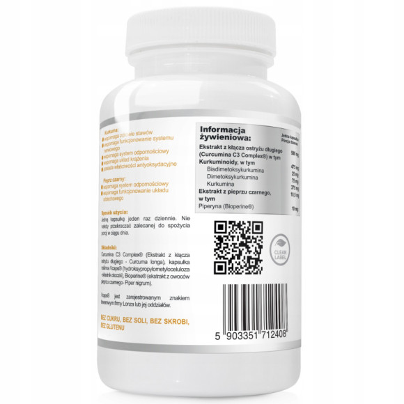 KURKUMINA Curcumin C3 + PIPERYNA 120kps KURKUMA PIEPRZ CZARNY ekstrakt WISH KURKUMINA Curcumin C3 + PIPERYNA 120kps KURKUMA PIEPRZ CZARNY ekstrakt WISH