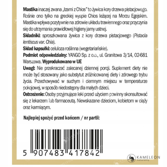 MASTIKA 480mg wsparcie na HELICOBACTER PYLORI WRZODY ŻOŁĄDKA 60kaps YANGO MASTIKA 480mg wsparcie na HELICOBACTER PYLORI WRZODY ŻOŁĄDKA 60kaps YANGO