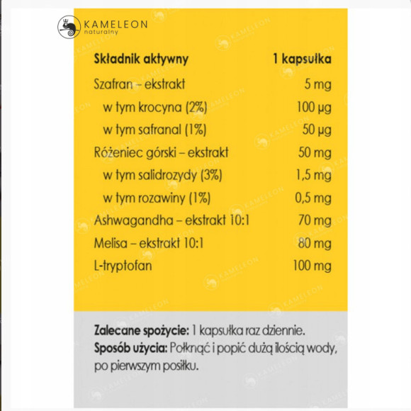 Yango Panaseus LEPSZY NASTRÓJ Ashwagandha Melisa Różeniec L-TRYPTOFAN 50kps Yango Panaseus LEPSZY NASTRÓJ Ashwagandha Melisa Różeniec L-TRYPTOFAN 50kps