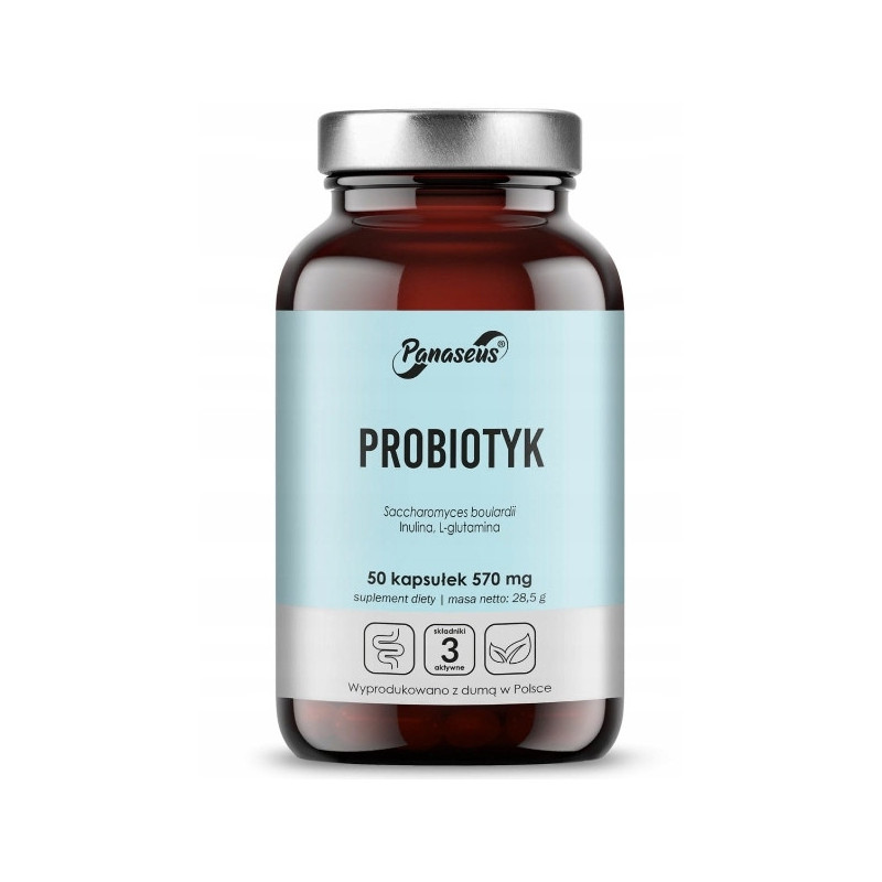 Yango Panaseus PROBIOTYK Saccharomyces boulardii Inulina L-glutamina 50kaps