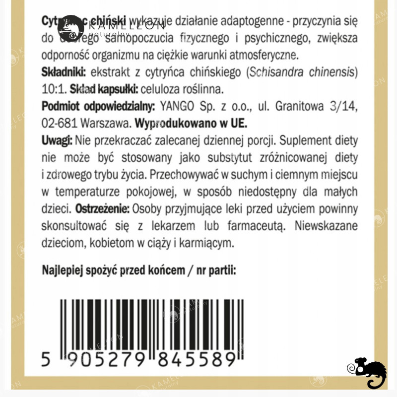 Yango SCHISANDRA CYTRYNIEC CHIŃSKI Adaptogen wsparcie: WĄTROBA DROGI ODDECH