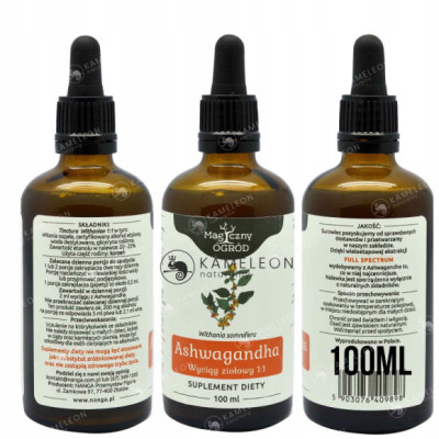 ASHWAGANDHA Witania Ospała PŁYN 100ml wsparcie STRES NAPIĘCIE SEN Nanga