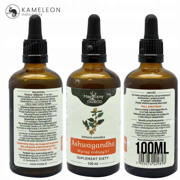 ASHWAGANDHA Witania Ospała PŁYN 100ml wsparcie STRES NAPIĘCIE SEN Nanga ASHWAGANDHA Witania Ospała PŁYN 100ml wsparcie STRES NAPIĘCIE SEN Nanga