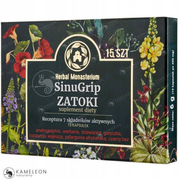 HERBAL MONASTERIUM SINUGRIP na ZATOKI 15 kapsułek 7 składników aktywnych