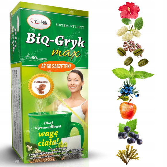 MIR-LEK BIQ GRYK MAX wsparcie UTRATY WAGI TRAWIENIE ODCHUDZANIE zioła 60szt MIR-LEK BIQ GRYK MAX wsparcie UTRATY WAGI TRAWIENIE ODCHUDZANIE zioła 60szt