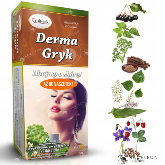 MIR-LEK DERMA GRYK wsparcie ZDROWA SKÓRA fiołek skrzyp brzoza pokrzywa x60 MIR-LEK DERMA GRYK wsparcie ZDROWA SKÓRA fiołek skrzyp brzoza pokrzywa x60