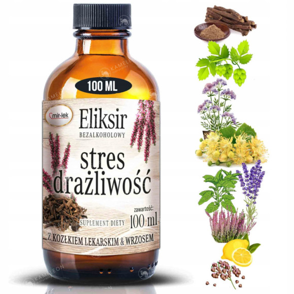 MIR-LEK eliksir STRES DRAŻLIWOŚĆ Kozłek Chmiel Melisa Lawenda Lukrecja 100ml MIR-LEK eliksir STRES DRAŻLIWOŚĆ Kozłek Chmiel Melisa Lawenda Lukrecja 100ml