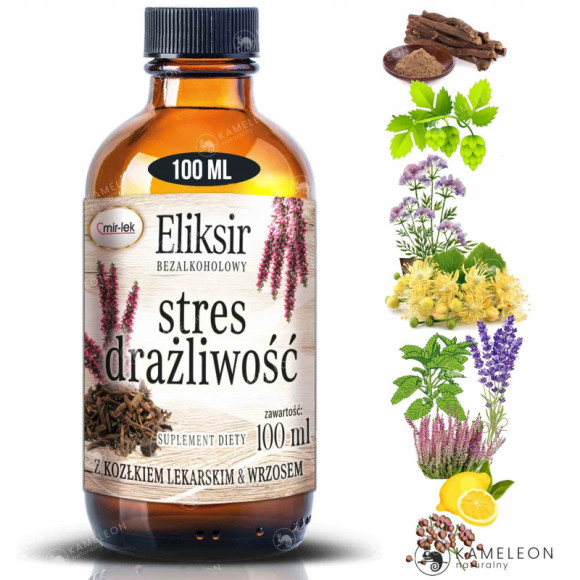 MIR-LEK eliksir STRES DRAŻLIWOŚĆ Kozłek Chmiel Melisa Lawenda Lukrecja 100ml MIR-LEK eliksir STRES DRAŻLIWOŚĆ Kozłek Chmiel Melisa Lawenda Lukrecja 100ml