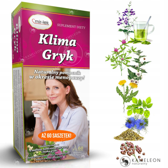 MIR-LEK KLIMA GRYK wsparcie MENOPAUZA DRAŻLIWOŚĆ NIEPOKÓJ zioła 60 saszetek MIR-LEK KLIMA GRYK wsparcie MENOPAUZA DRAŻLIWOŚĆ NIEPOKÓJ zioła 60 saszetek