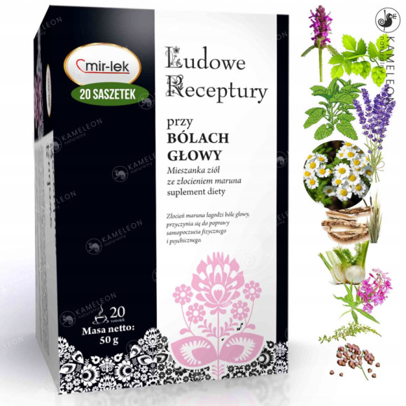 MIR-LEK Ludowe Receptury PRZY BÓLACH GŁOWY BÓLE GŁOWY zioła mieszanka 75G MIR-LEK Ludowe Receptury PRZY BÓLACH GŁOWY BÓLE GŁOWY zioła mieszanka 75G