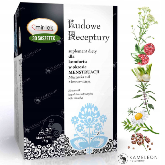 MIR-LEK Ludowe Receptury wsparcie BÓLE MENSTRUACYJNE MENSTRUACJA zioła 75G MIR-LEK Ludowe Receptury wsparcie BÓLE MENSTRUACYJNE MENSTRUACJA zioła 75G