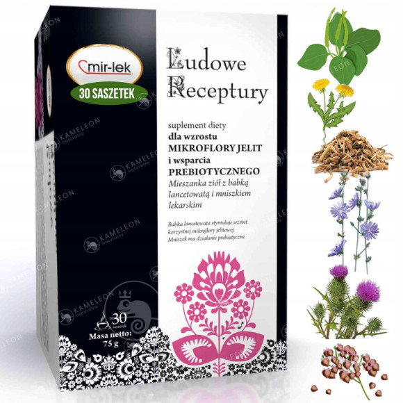 MIR-LEK Ludowe Receptury wsparcie PROBIOTYCZNE MIKROFLORA JELIT zioła 75G