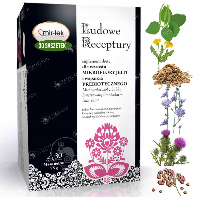 MIR-LEK Ludowe Receptury wsparcie PROBIOTYCZNE MIKROFLORA JELIT zioła 75G