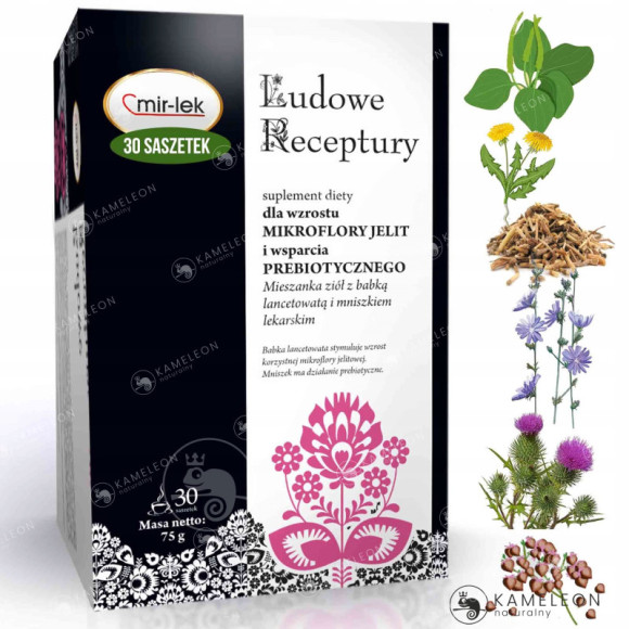 MIR-LEK Ludowe Receptury wsparcie PROBIOTYCZNE MIKROFLORA JELIT zioła 75G