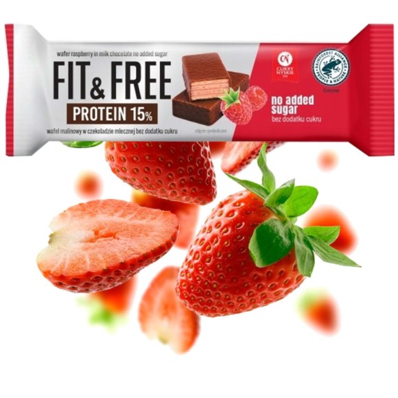 Cukry Nyskie FIT & FREE WAFELEK PROTEINOWY smak MALINA bez