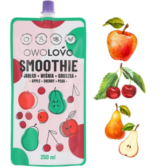 OWOLOVO SMOOTHIE mus owocowy bez cukru JABŁKO WIŚNIA