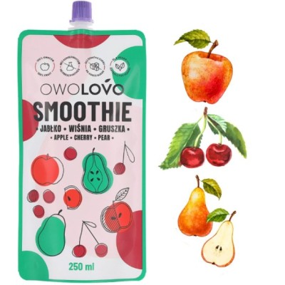OWOLOVO SMOOTHIE mus owocowy bez cukru JABŁKO WIŚNIA