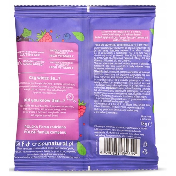 CRISPY NATURAL - Jabłko suszone o smaku owoców leśnych 18g